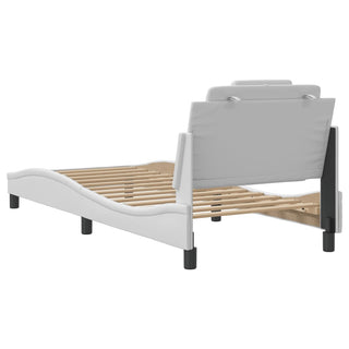 Bedframe Met Hoofdbord Kunstleer Wit 90X190 Cm