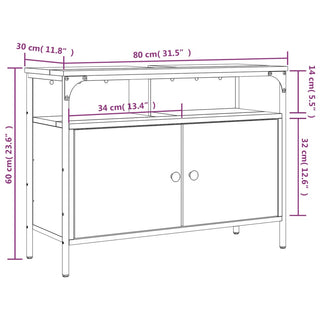 Wastafelkast 80X30X60 Cm Bewerkt Hout Zwart