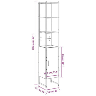 Badkamerkast 33X33X185,5 Cm Bewerkt Hout Gerookt Eikenkleurig