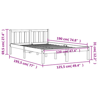 Bedframe Massief Grenenhout Wasbruin 120X190 Cm