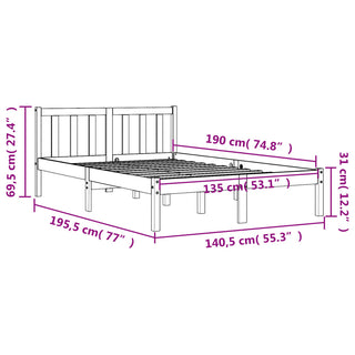 Bedframe Massief Grenenhout Wasbruin 135X190 Cm