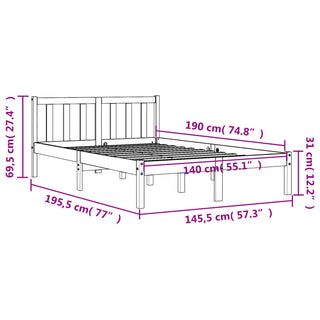 Bedframe Massief Grenenhout Wasbruin 140X190 Cm