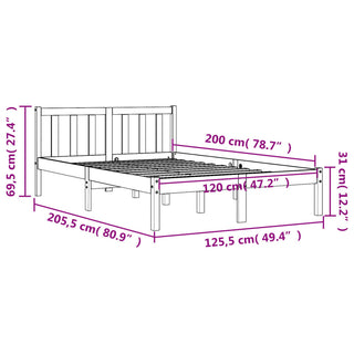 Bedframe Massief Grenenhout Wasbruin 120X200 Cm