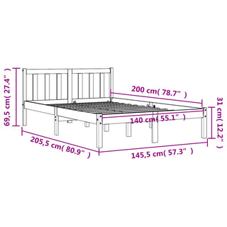 Bedframe Massief Grenenhout Wasbruin 140X200 Cm