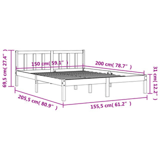 Bedframe Massief Grenenhout Wasbruin 150X200 Cm