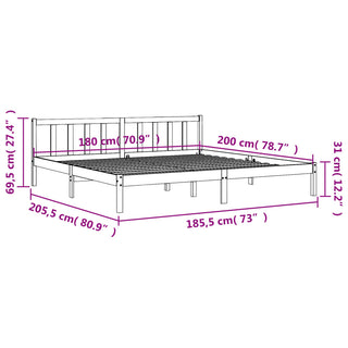 Bedframe Massief Grenenhout Wasbruin 180X200 Cm