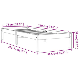 Bedframe Massief Grenenhout Wasbruin 75X190 Cm