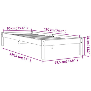 Bedframe Massief Grenenhout Wasbruin 90X190 Cm