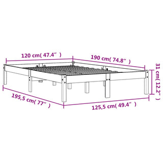 Bedframe Massief Grenenhout Wasbruin 120X190 Cm