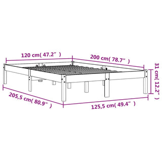 Bedframe Massief Grenenhout Wasbruin 120X200 Cm