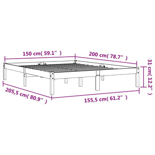 Bedframe Massief Grenenhout Wasbruin 150X200 Cm