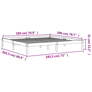 Bedframe Massief Grenenhout Wasbruin 180X200 Cm