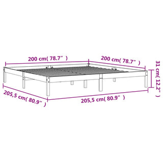 Bedframe Massief Grenenhout Wasbruin 200X200 Cm