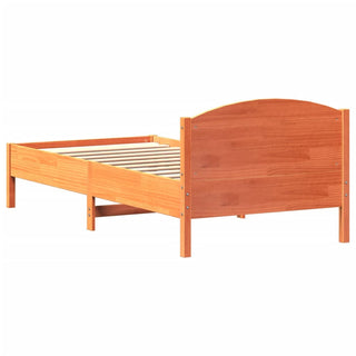 Bedframe Met Hoofdbord Massief Grenenhout Wasbruin 100X200 Cm