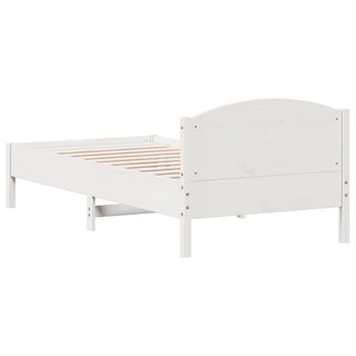 Bedframe Met Hoofdbord Massief Grenenhout Wit 90X200 Cm