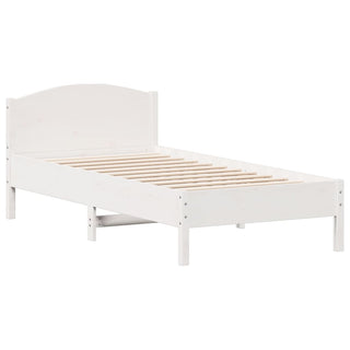 Bedframe Met Hoofdbord Massief Grenenhout Wit 90X190 Cm