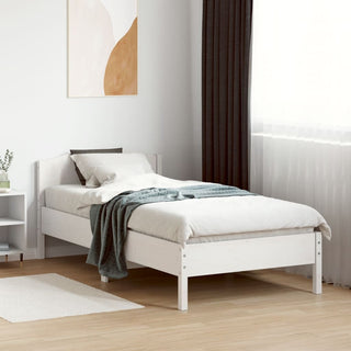 Bedframe Met Hoofdbord Massief Grenenhout Wit 90X190 Cm