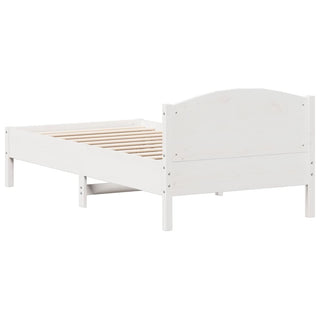 Bedframe Met Hoofdbord Massief Grenenhout Wit 90X190 Cm