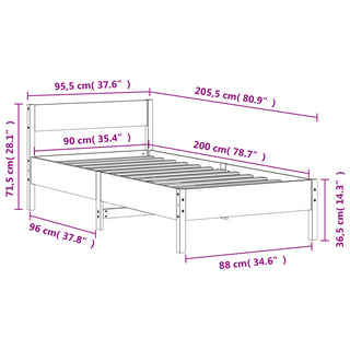 Bedframe Met Hoofdbord Massief Grenenhout