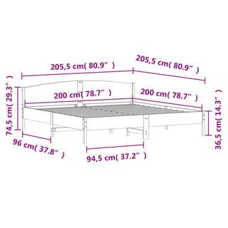 Bedframe Met Hoofdbord Massief Grenenhout 200X200 Cm