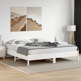 Bedframe Met Hoofdbord Massief Grenenhout Wit 180X200 Cm