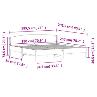 Bedframe Met Hoofdbord Massief Grenenhout Wit 180X200 Cm