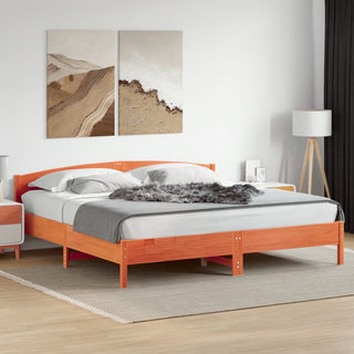 Bedframe Met Hoofdbord Massief Grenenhout Wasbruin 180X200 Cm