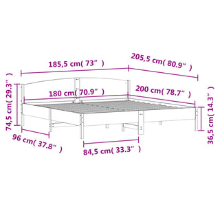 Bedframe Met Hoofdbord Massief Grenenhout Wasbruin 180X200 Cm