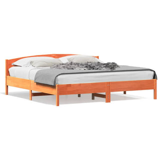 Bedframe Met Hoofdbord Massief Grenenhout Wasbruin 180X200 Cm