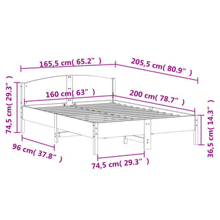 Bedframe Met Hoofdbord Massief Grenenhout Wasbruin 160X200 Cm