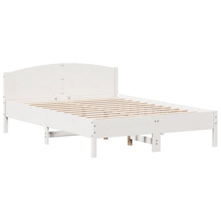 Bedframe Met Hoofdbord Massief Grenenhout Wit 150X200 Cm