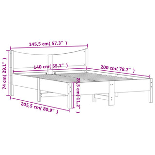 Bedframe Massief Grenenhout 140X200 Cm