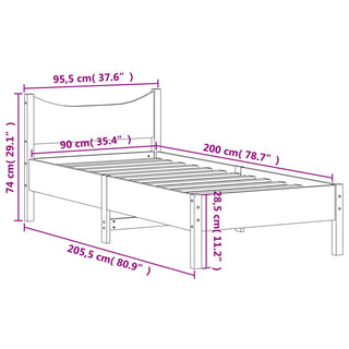 Bedframe Massief Grenenhout 90X200 Cm