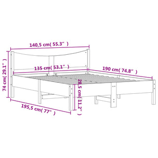 Bedframe Massief Grenenhout 135X190 Cm