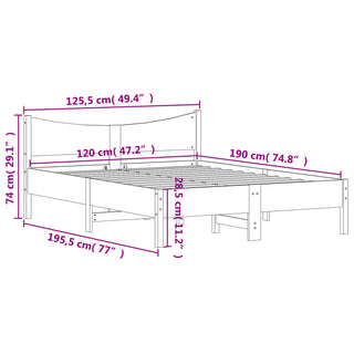 Bedframe Massief Grenenhout 120 X 190 Cm