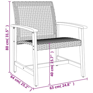 Tuinstoelen 2 St Poly Rattan En Acaciahout Grijs