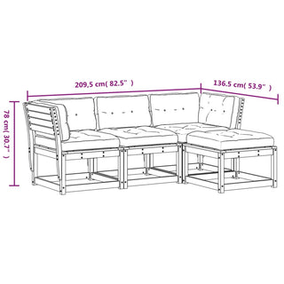 4-Delige Loungeset Met Kussens Massief Grenenhout