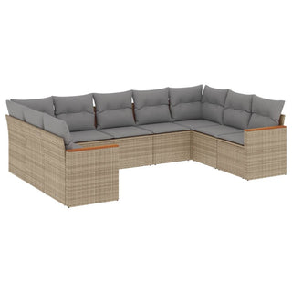 9-Delige Loungeset Met Kussens Poly Rattan