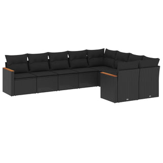 9-Delige Loungeset Met Kussens Poly Rattan