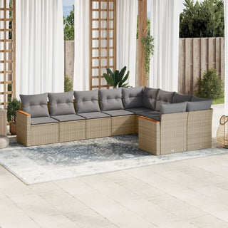 9-Delige Loungeset Met Kussens Poly Rattan