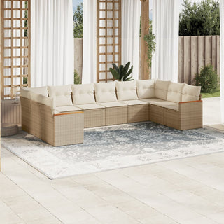 10-Delige Loungeset Met Kussens Poly Rattan