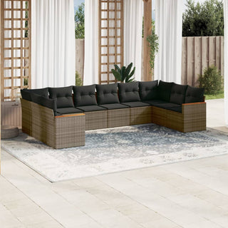 10-Delige Loungeset Met Kussens Poly Rattan