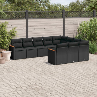 10-Delige Loungeset Met Kussens Poly Rattan