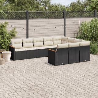 10-Delige Loungeset Met Kussens Poly Rattan