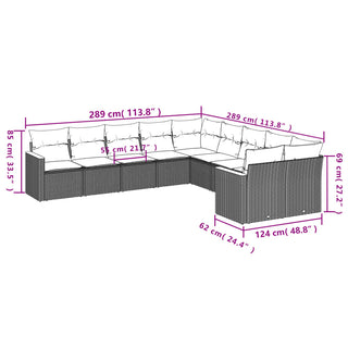 10-Delige Loungeset Met Kussens Poly Rattan