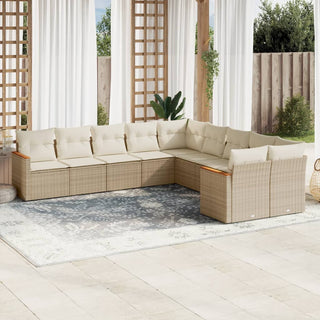 10-Delige Loungeset Met Kussens Poly Rattan