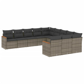 1 Loungeset Met Kussens Poly Rattan