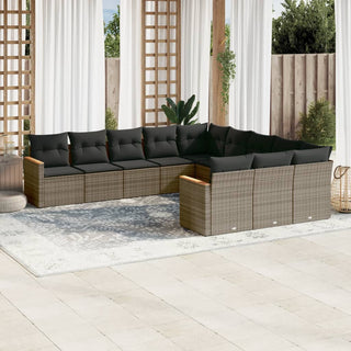 1 Loungeset Met Kussens Poly Rattan