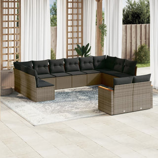 12-Delige Loungeset Met Kussens Poly Rattan