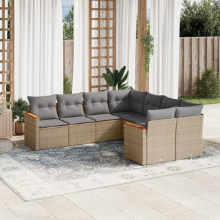 8-Delige Loungeset Met Kussens Poly Rattan